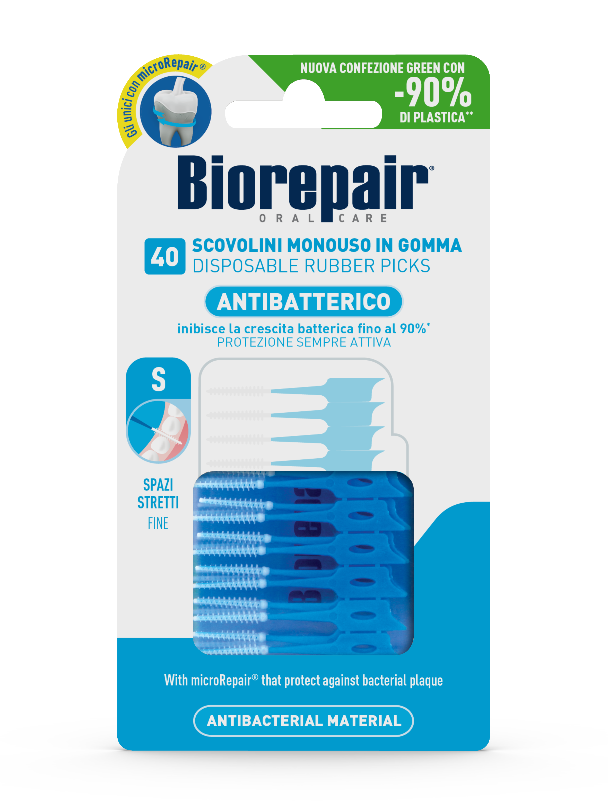 Biorepair Wykałaczki Międzyzębowe Gumowe Cienkie S 40 Sztuk