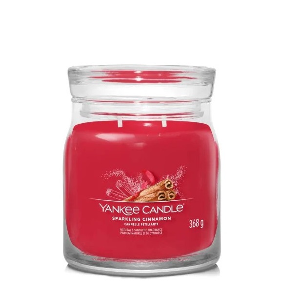 Yankee Candle Signature Świeca w Średnim Słoiku z Dwoma Knotami Sparkling Cinnamon