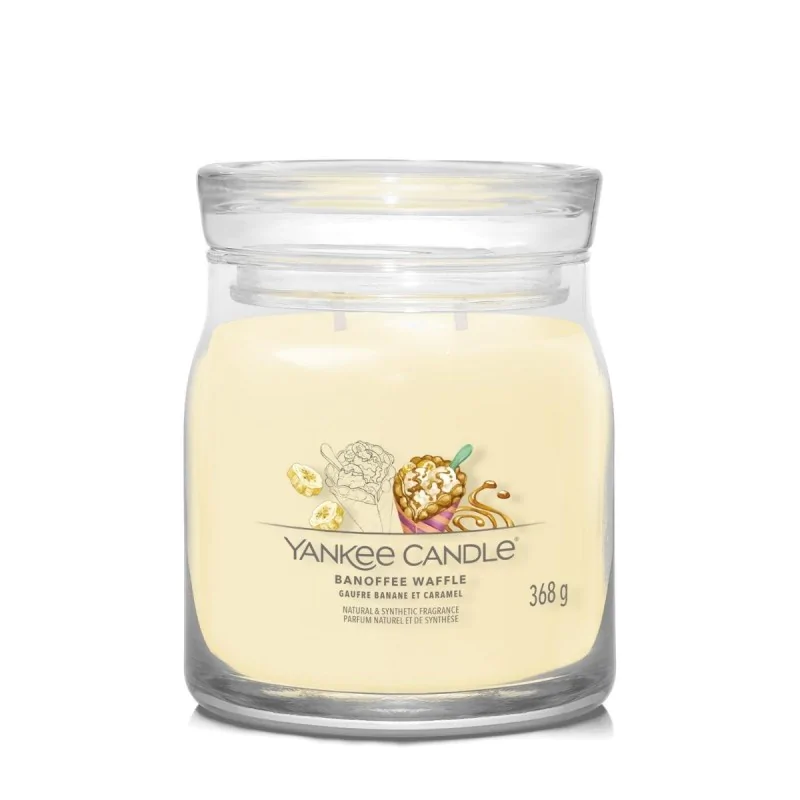 Yankee Candle Signature Świeca w Średnim Słoiku z Dwoma Knotami Banoffee Waffle