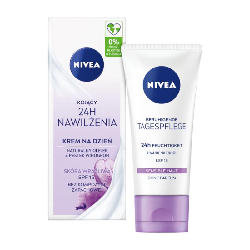 NIVEA 24H Nawilżenia Kojący Krem na Dzień SPF15 50ml