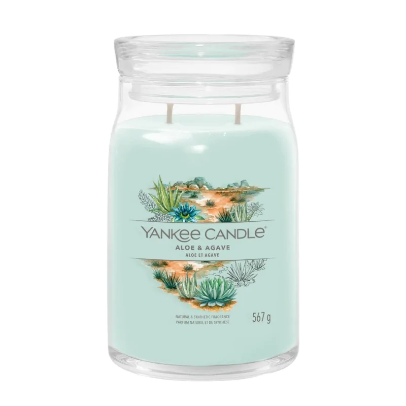 Yankee Candle Signature Świeca w Dużym Słoiku z Dwoma Knotami  Aloe & Agave