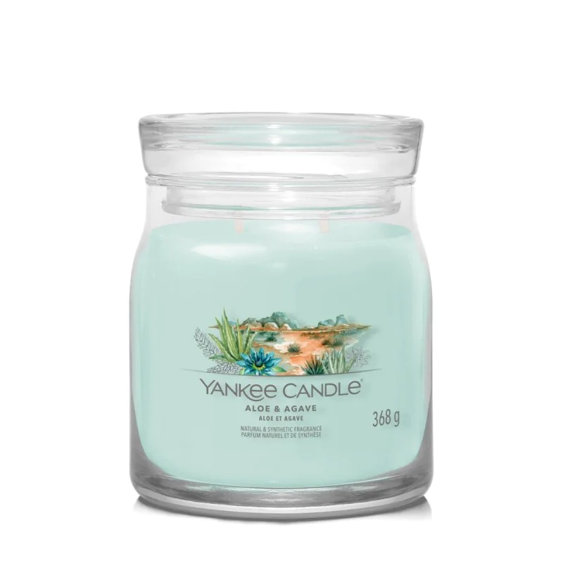 Yankee Candle Signature Świeca w Średnim Słoiku z Dwoma Knotami Aloe & Agave
