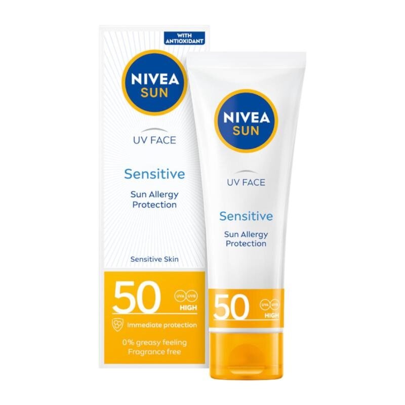 NIVEA Sun Sensitive Ochronny Krem do Twarzy dla Skóry Wrażliwej SPF50 50ml