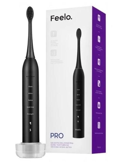 FEELO Pro Szczoteczka Soniczna z Etui Podróżnym Black
