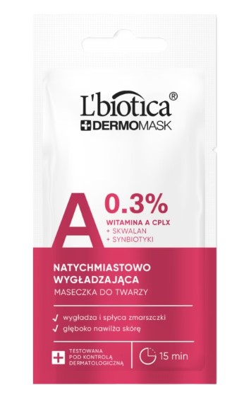 L'biotica Dermomask Natychmiastowo Wygładzająca Maska do Twarzy z Witaminą A 8ml
