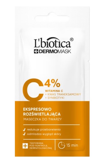 L'biotica Dermomask Ekspresowo Rozświetlająca Maska do Twarzy z Witaminą C 8ml