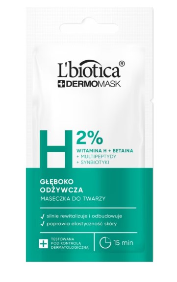 L'biotica Dermomask Głęboko Odżywcza Maska do Twarzy z Witaminą H 8ml