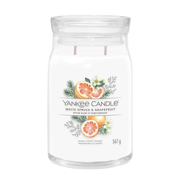 Yankee Candle Signature Świeca w Dużym Słoiku z Dwoma Knotami White Spruce & Graperuit
