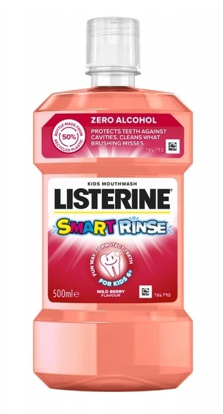 Listerine Kids Smart Rinse Płyn do Płukania Jamy Ustnej dla Dzieci 500ml