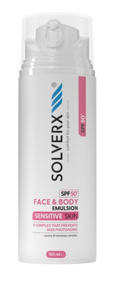 Solverx Sensitive Skin Ochronna Emulsja do Twarzy i Ciała SPF50 150ml