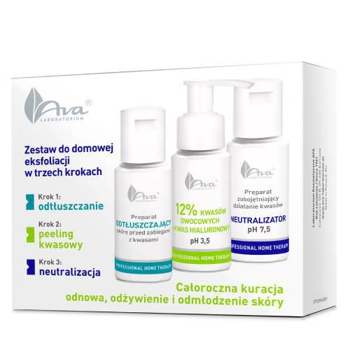 AVA PHT Zestaw do Domowej Eksfoliacji z 12% Kwasy Owocowe 3x50ml