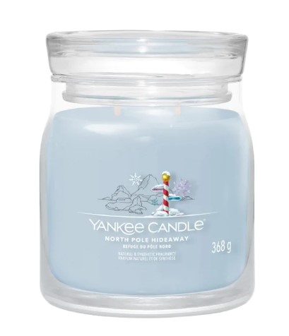 Yankee Candle Signature Świeca w Średnim Słoiku z Dwoma Knotami North Pole Hideaway