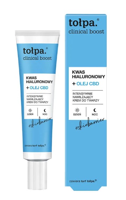 Tołpa Clinical Boost Kwas Hialuronowy + Olej CBD Intensywnie Nawilżający Krem do Twarzy 40ml