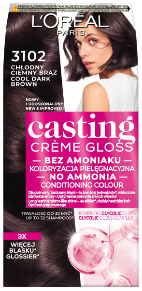 Loreal Casting Creme Gloss Farba 3102 Chłodny Ciemny Brąz