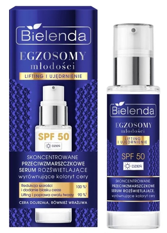 Bielenda Egzosomy Młodości Skoncentrowane Przeciwzmarszczkowe Serum Rozświetlające SPF50 30ml