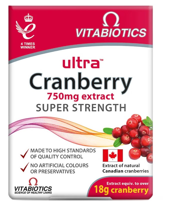 Vitabiotics Ultra Cranberry Żurawina 750mg Suplement Diety 30 Tabletek