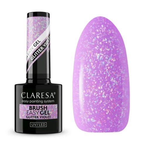 Claresa Brush Easy Gel Żel do Paznokci Glitter Violet