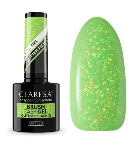 Claresa Brush Easy Gel Żel do Paznokci Glitter Pistachio