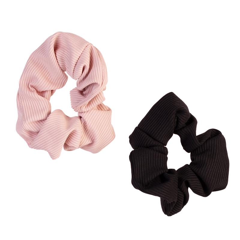Gumki Scrunchie do Włosów Czarna i Różowa