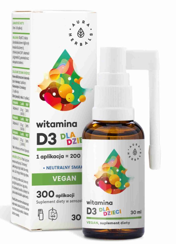 Aura Herbals Witamina D3 200 IU Suplement Diety dla Dzieci 30ml