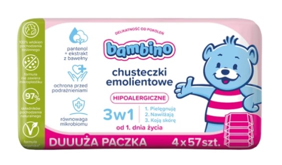 Chusteczki emolientowe 3w1