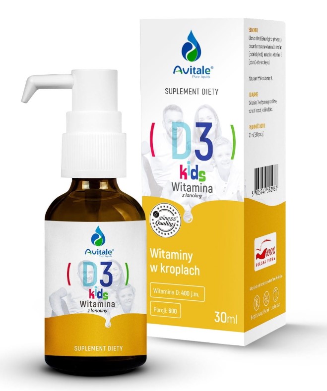 Avitale Witamina D3 Suplement Diety dla Dzieci w Kroplach 30ml
