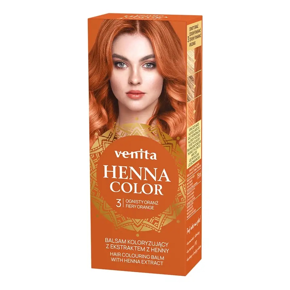 Venita Henna Color Balsam Koloryzujący do Włosów z Ekstraktem z Henny 3 Ognisty Oranż