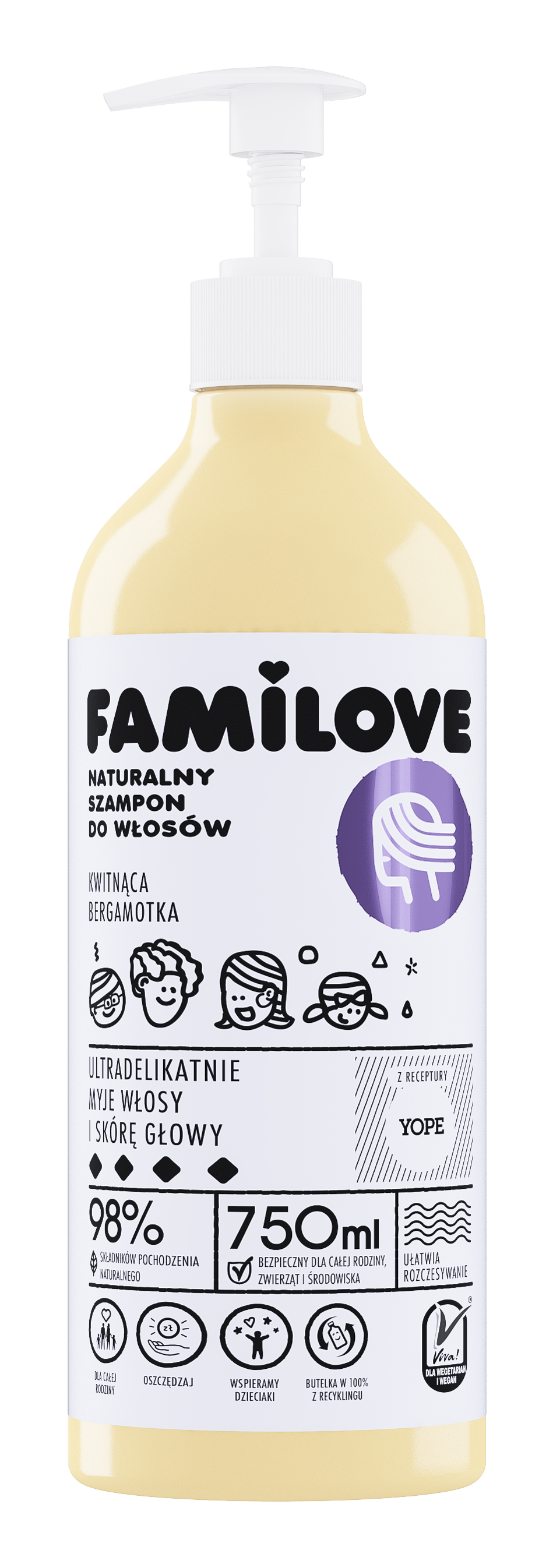 Yope Familove Naturalny Szampon do Włosów Kwitnąca Bergamotka 750ml