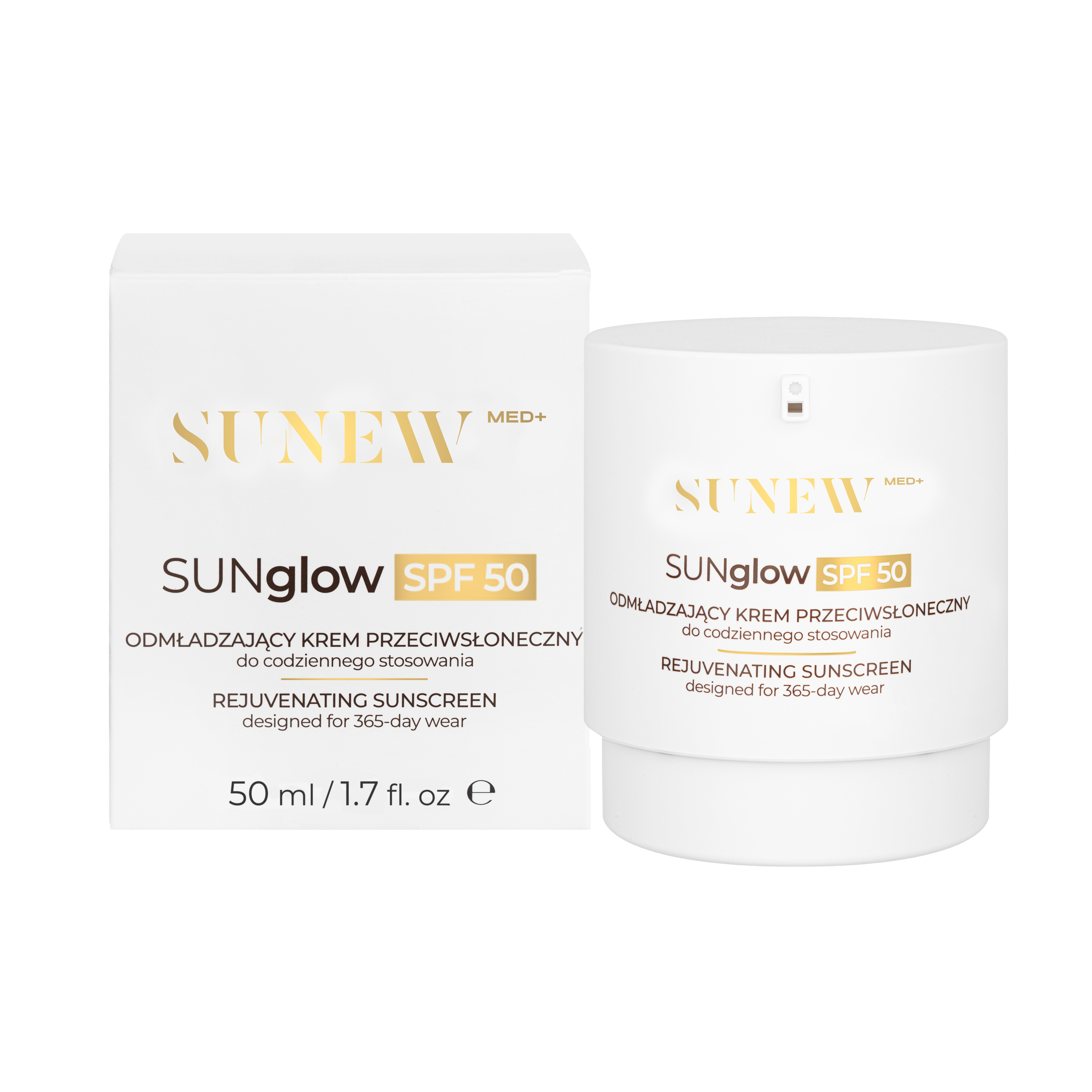 Sunew Med+ SUNglow SPF50 Odmładzający Krem Przeciwsłoneczny do Twarzy 50ml
