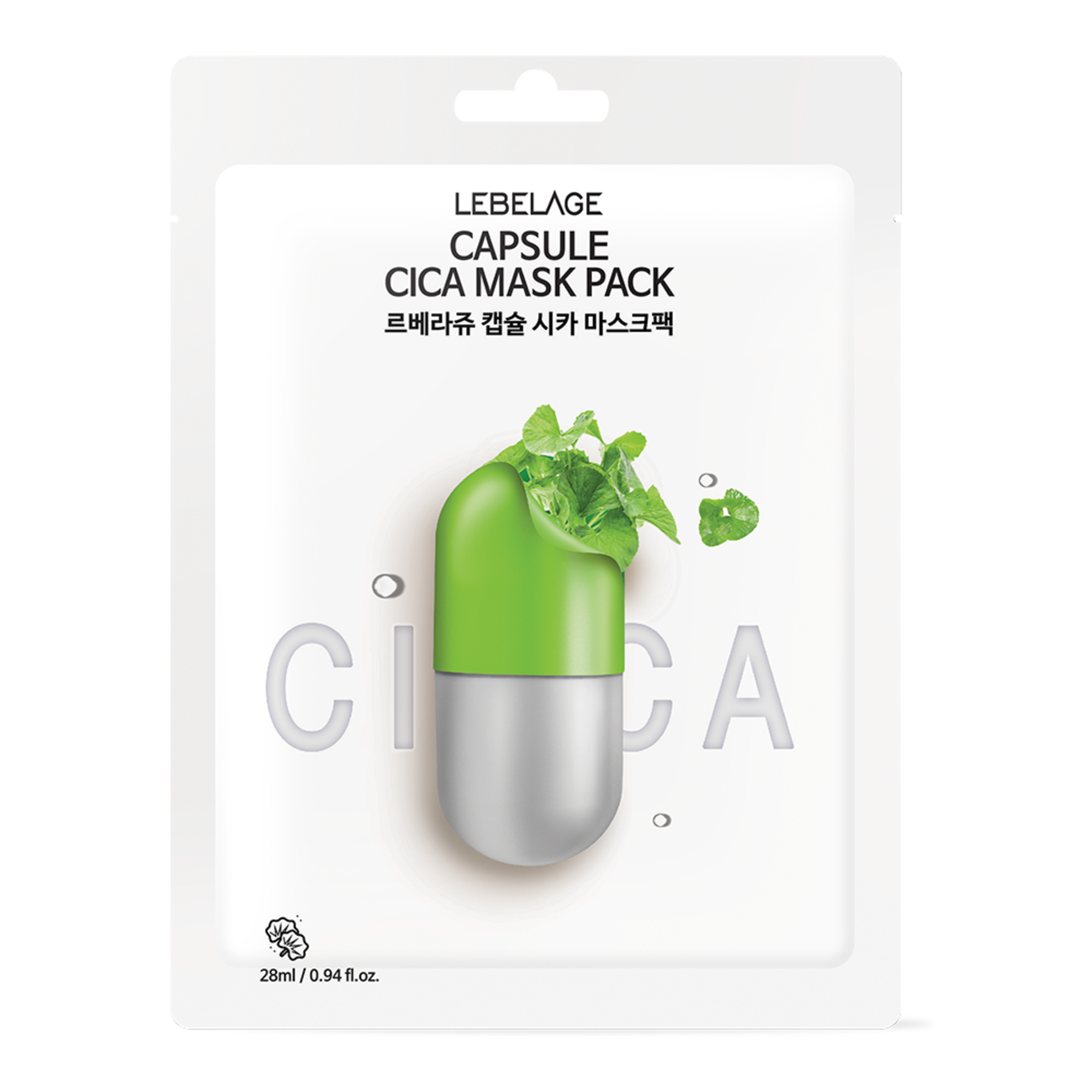 Lebelage Capsule Cica Mask Maska w Płachcie z Ekstraktem z Wąkroty Azjatyckiej