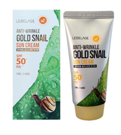 Lebelage Anti-Wrinkle Gold Snail Krem do Twarzy z Filtrem SPF50+ PA+++ i Ekstraktem z Śluzu Ślimaka 70ml
