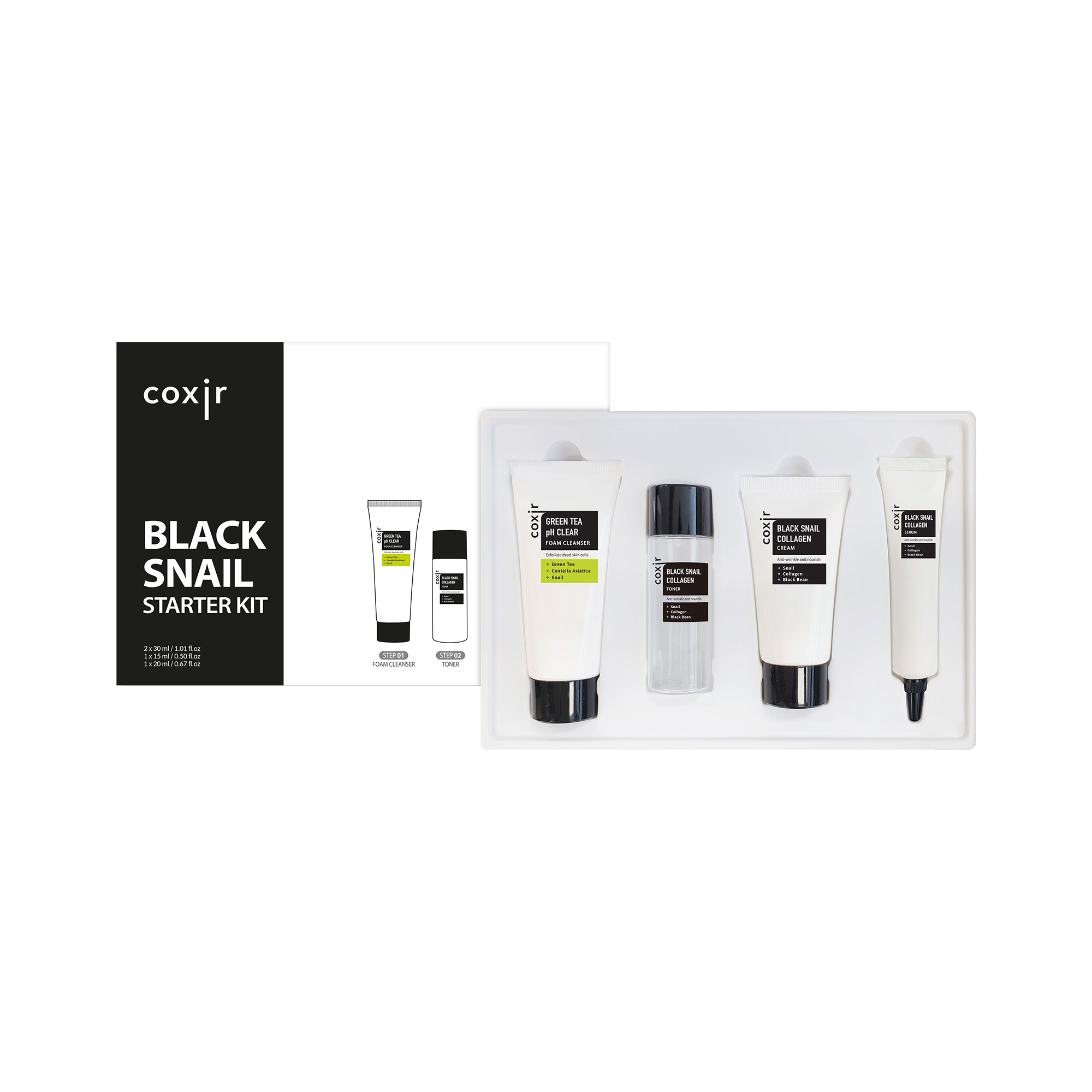 Coxir Black Snail Starter Kit Zestaw Regenerujący z Mucyną Ślimaka i Kolagenem