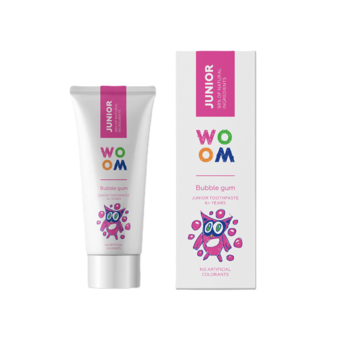WOOM Junior Bubble Gum Pasta do Zębów dla Dzieci 6+ o Smaku Gumy Balonowej 50ml