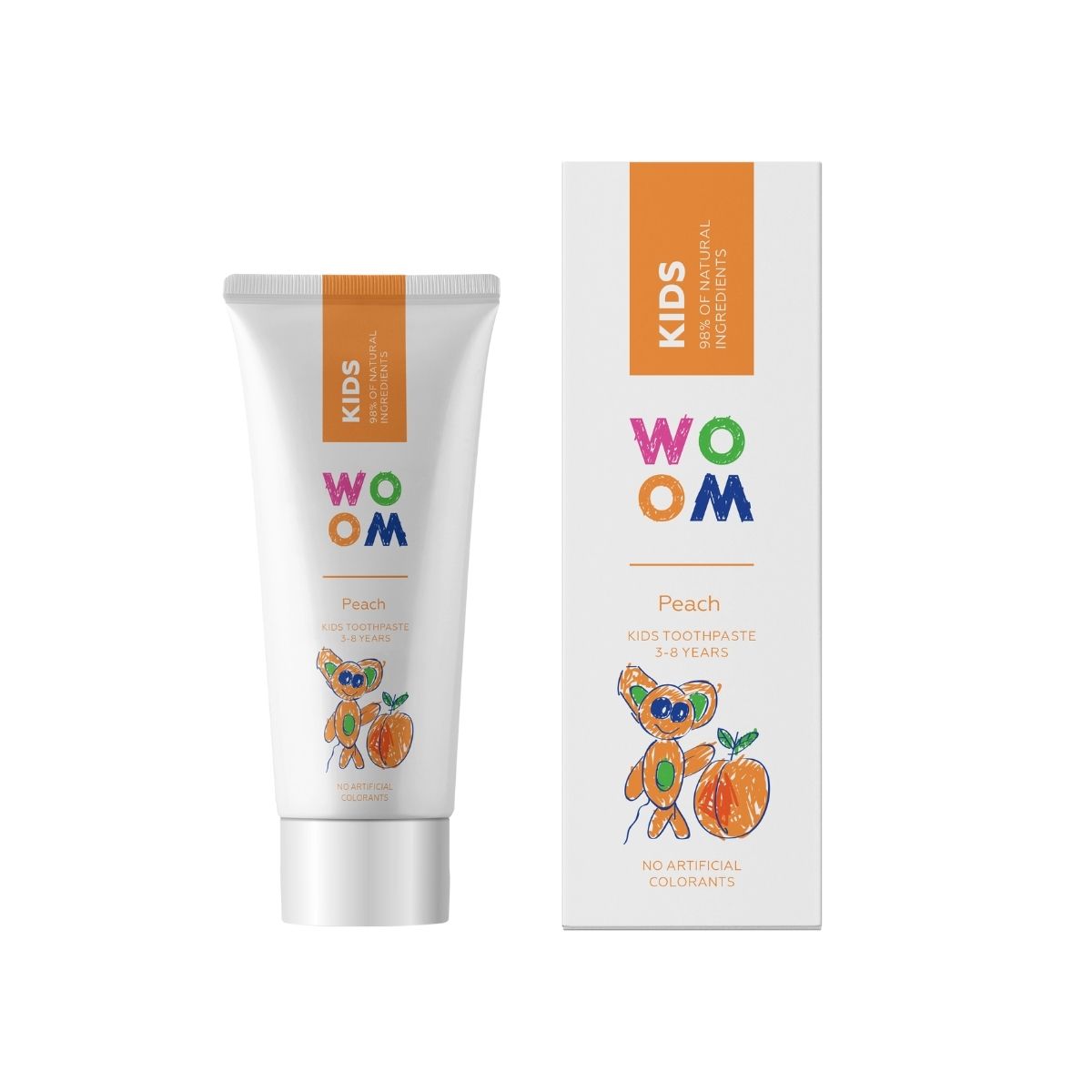 WOOM Kids Peach Pasta do Zębów dla Dzieci w Wieku 6-8 Lat o Brzoskwiniowym Smaku 50ml