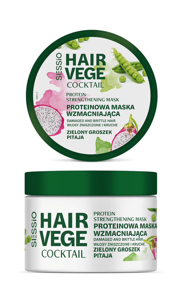 Sessio Hair Vege Cocktail Proteinowa Maska Wzmacniająca Zielony Groszek Pitaja 250g