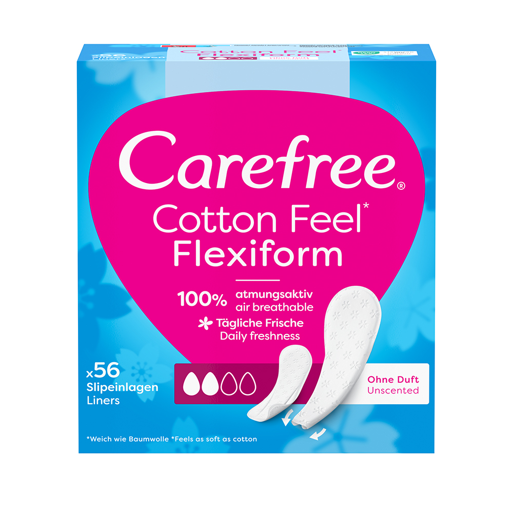 Carefree Cotton Feel Flexiform Wkładki Higieniczne Bezzapachowe 56 Sztuk