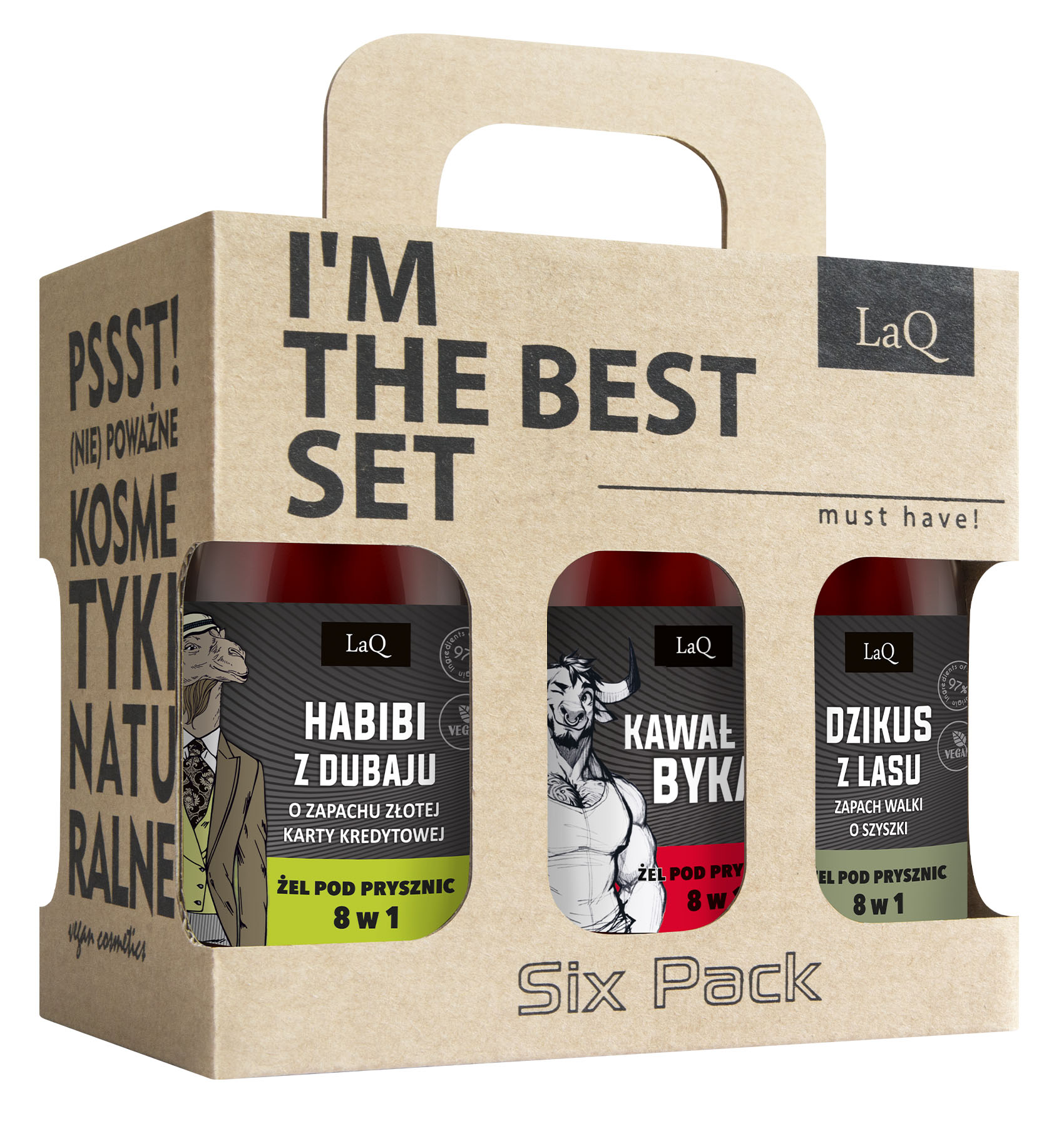 LaQ Czyściopak Zestaw Mini Żeli pod Prysznic dla Mężczyzn 6x100ml