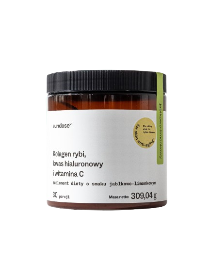 Sundose Kolegen Rybi Kwas Hialuronowy i Witamina C Suplement Diety o Smaku Jabłkowo-Limonkowym 309,04g