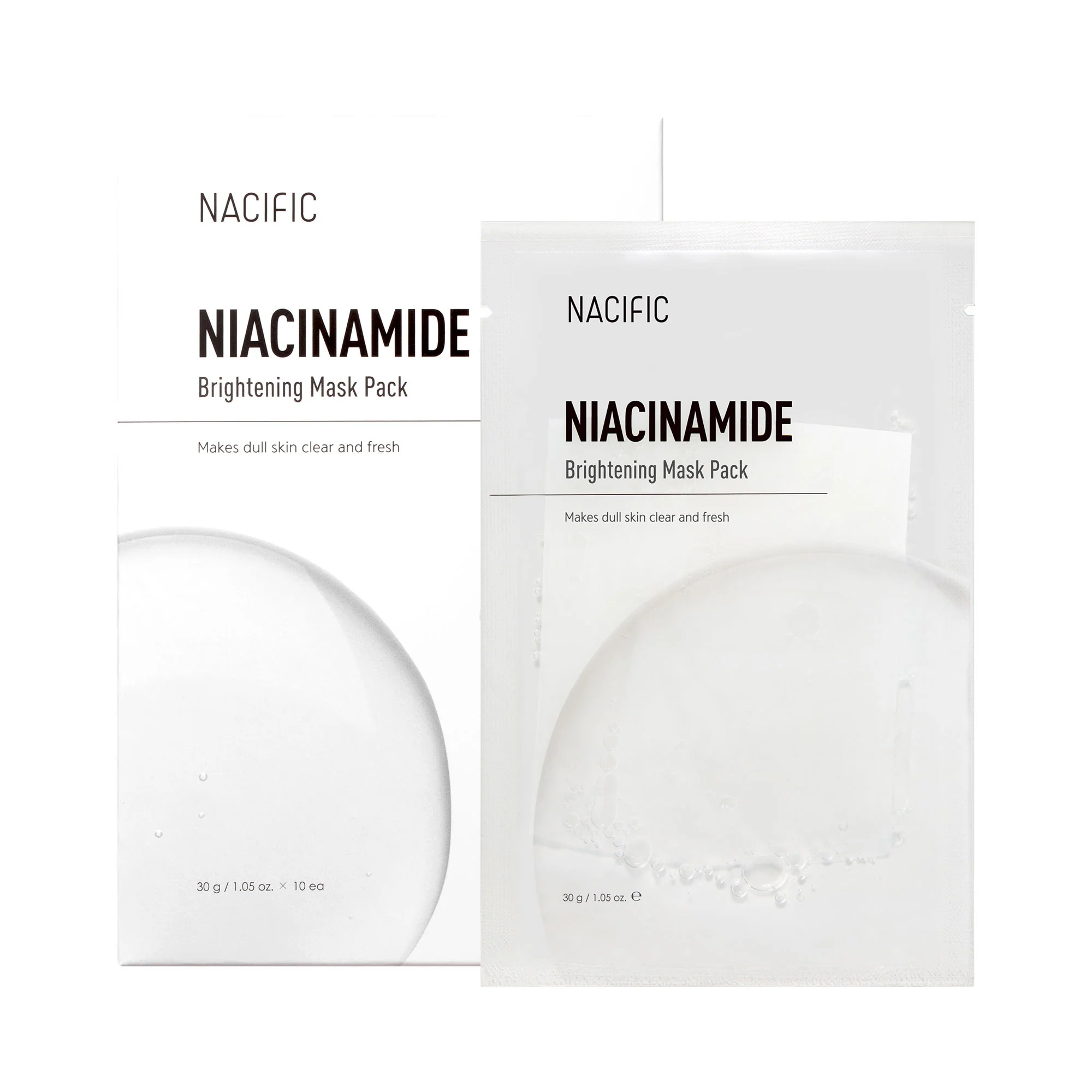 Nacific Niacinamide Brightening Mask Pack Zestaw Rozjaśniających Maseczek w Płachcie 10 Sztuk