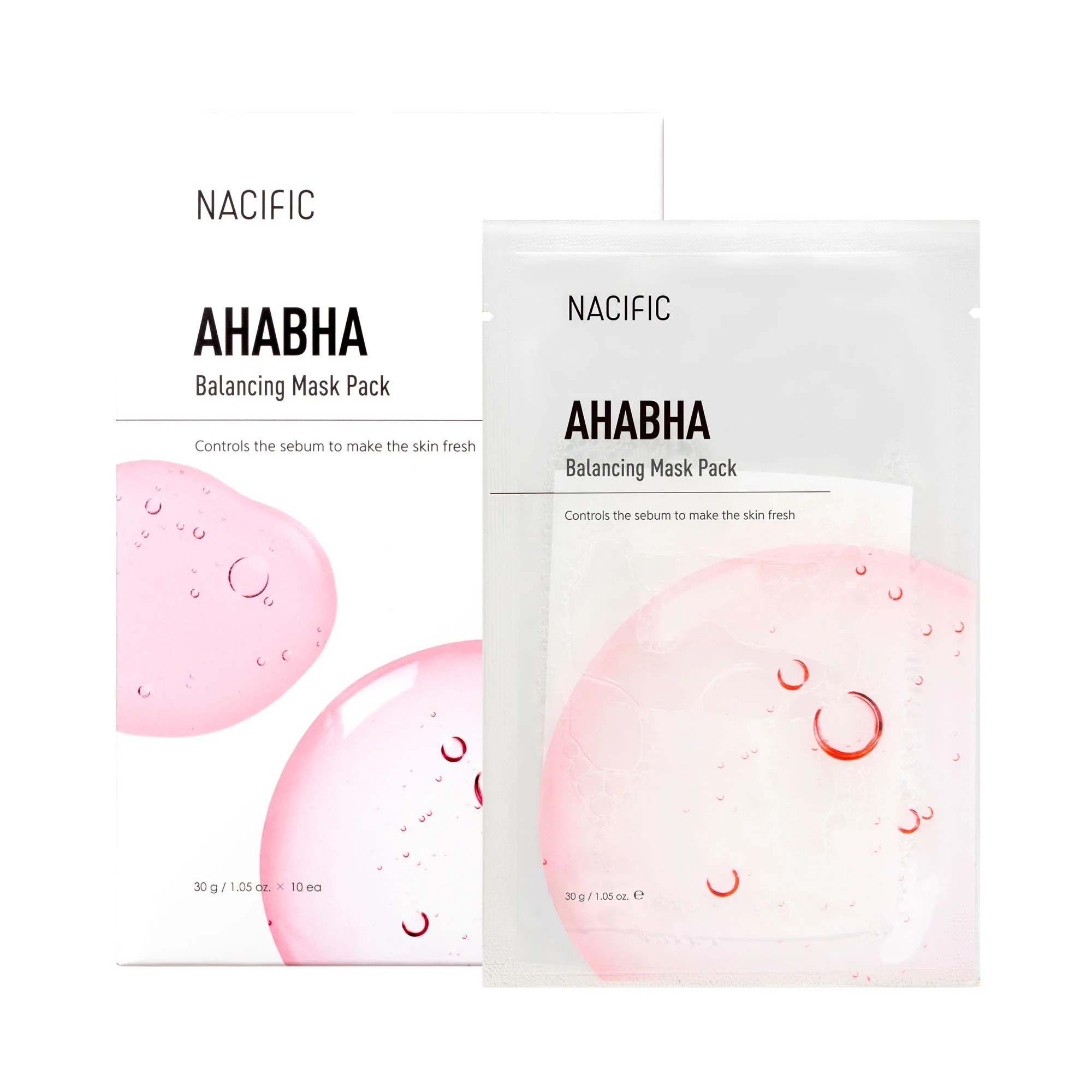 Nacific AHABHA Balancing Mask Pack Zestaw Maseczek w Płachcie z Kwasami AHA i BHA 10 Sztuk