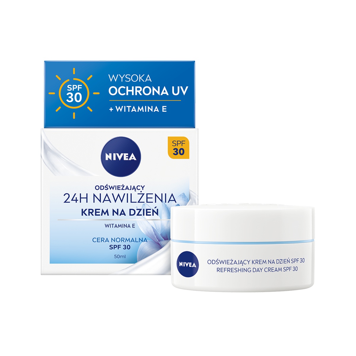 NIVEA Odświeżający Krem do Twarzy z Filtrem SPF30 i Witaminą E 50ml