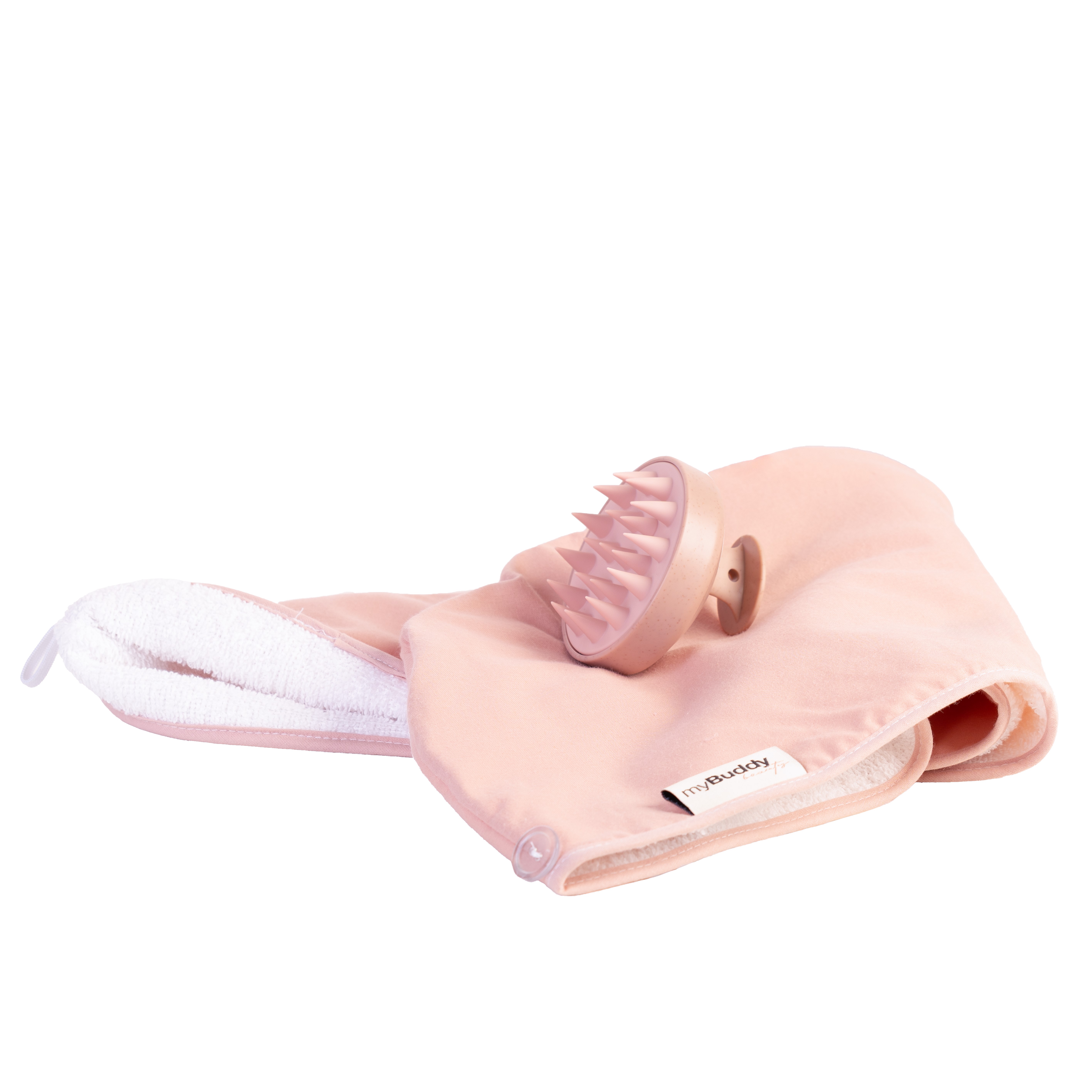 myBuddy Zestaw HAIR LOVE Turban do Włosów + Masażer Różowy