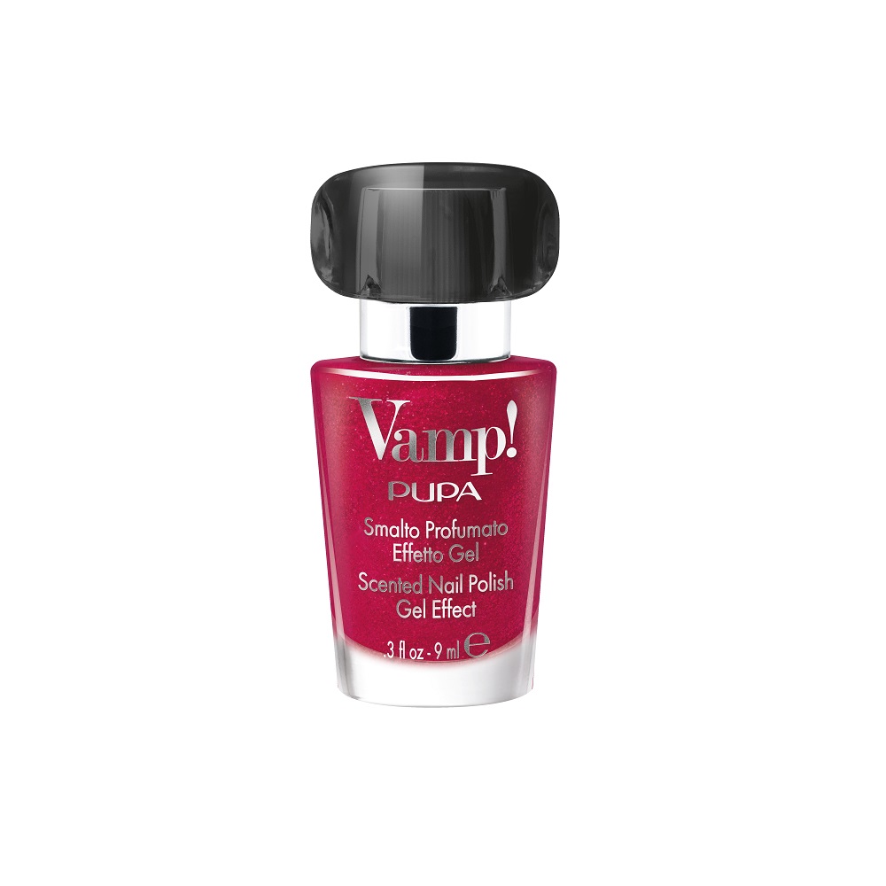 PUPA Milano Vamp! Pachnący Lakier do Paznokci z Efektem Objętości 3D 320 Glimmering Red