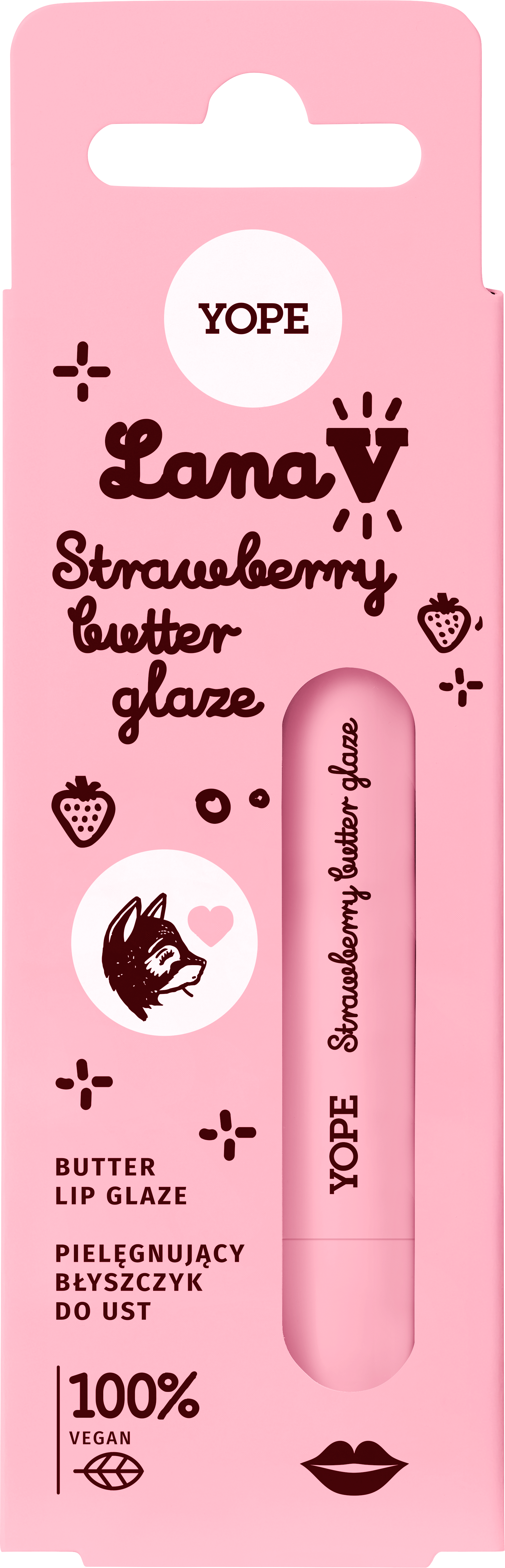 Yope Lana V Pielęgnujący Błyszczyk do Ust Strawberry Butter Glaze 8ml