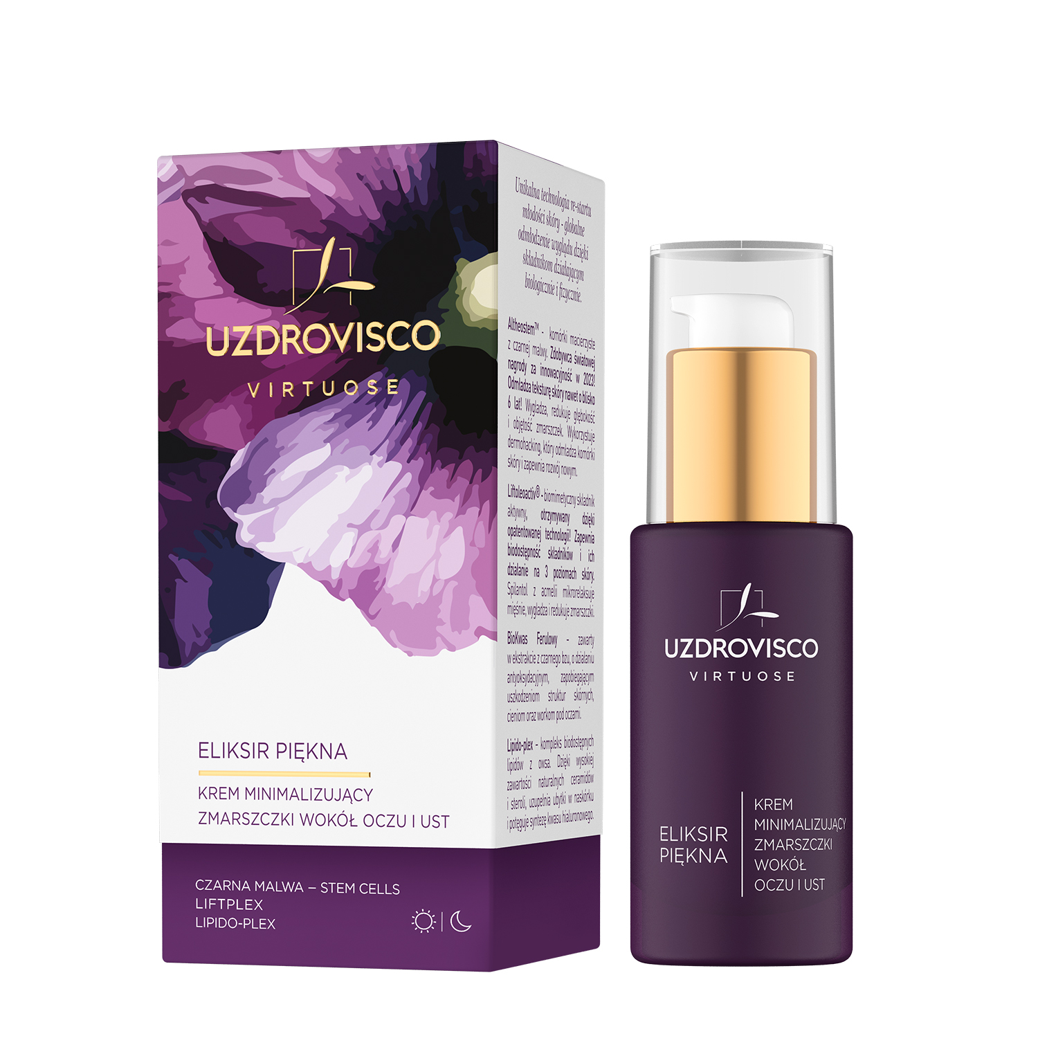 Uzdrovisco Virtuose Eliksir Piękna Krem Minimalizujący Zmarszczki Wokół Oczu i Ust 30ml Krótka Data Ważności 22.04.2026r