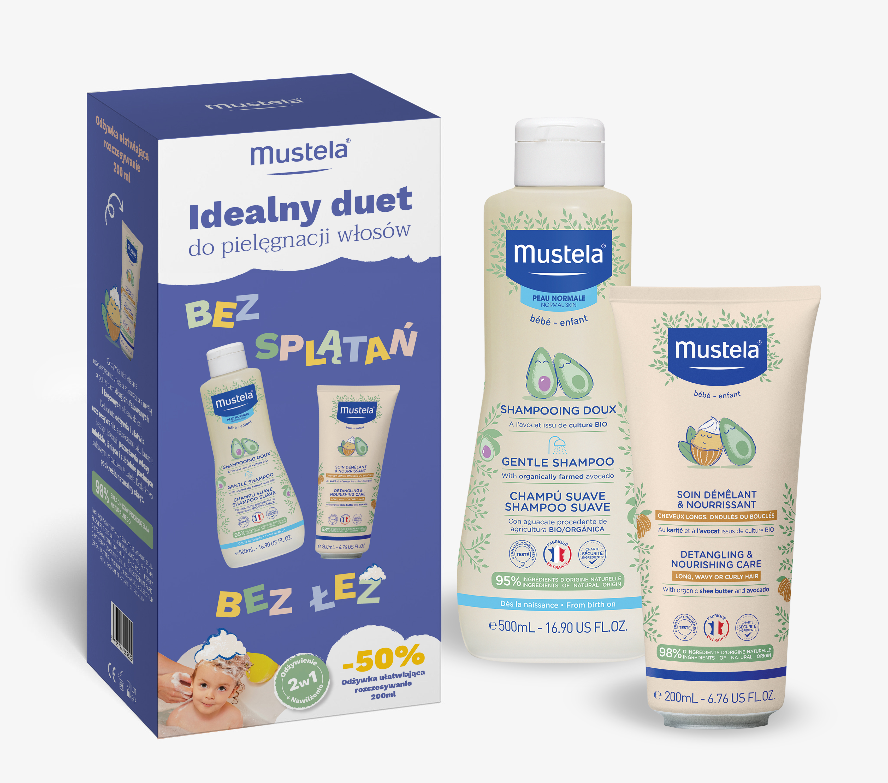 Mustela Idealny Duet do Pielęgnacji Włosów Szampon + Odżywka