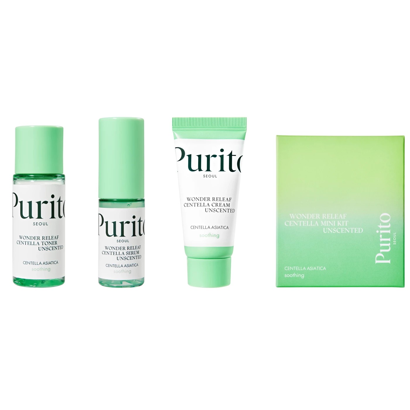 PURITO Seoul Wonder Releaf Centella Zestaw Mini Kosmetyków z Wąkrotą Azjatycką