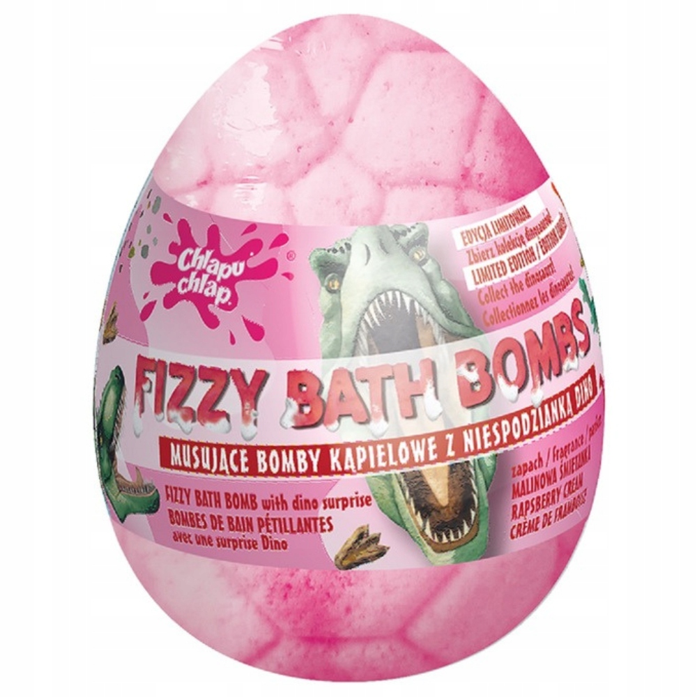 Chlapu Chlap Musująca Bomba do Kąpieli z Niespodzianką Dino Malinowa Śmietanka