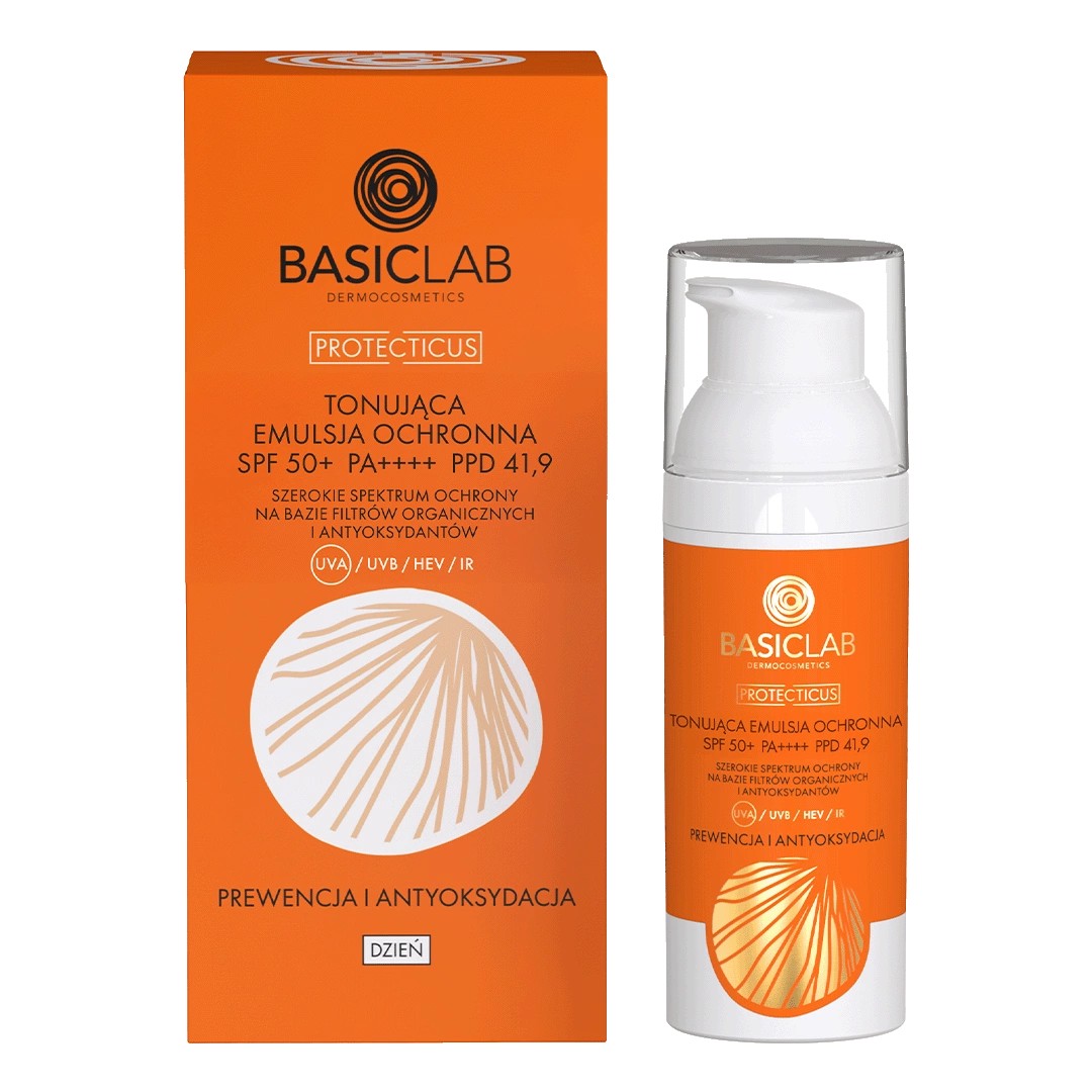 BasicLab Protecticus Tonująca Emulsja Ochronna SPF50 PA++++ Prewencja i Antyoksydacja 50ml