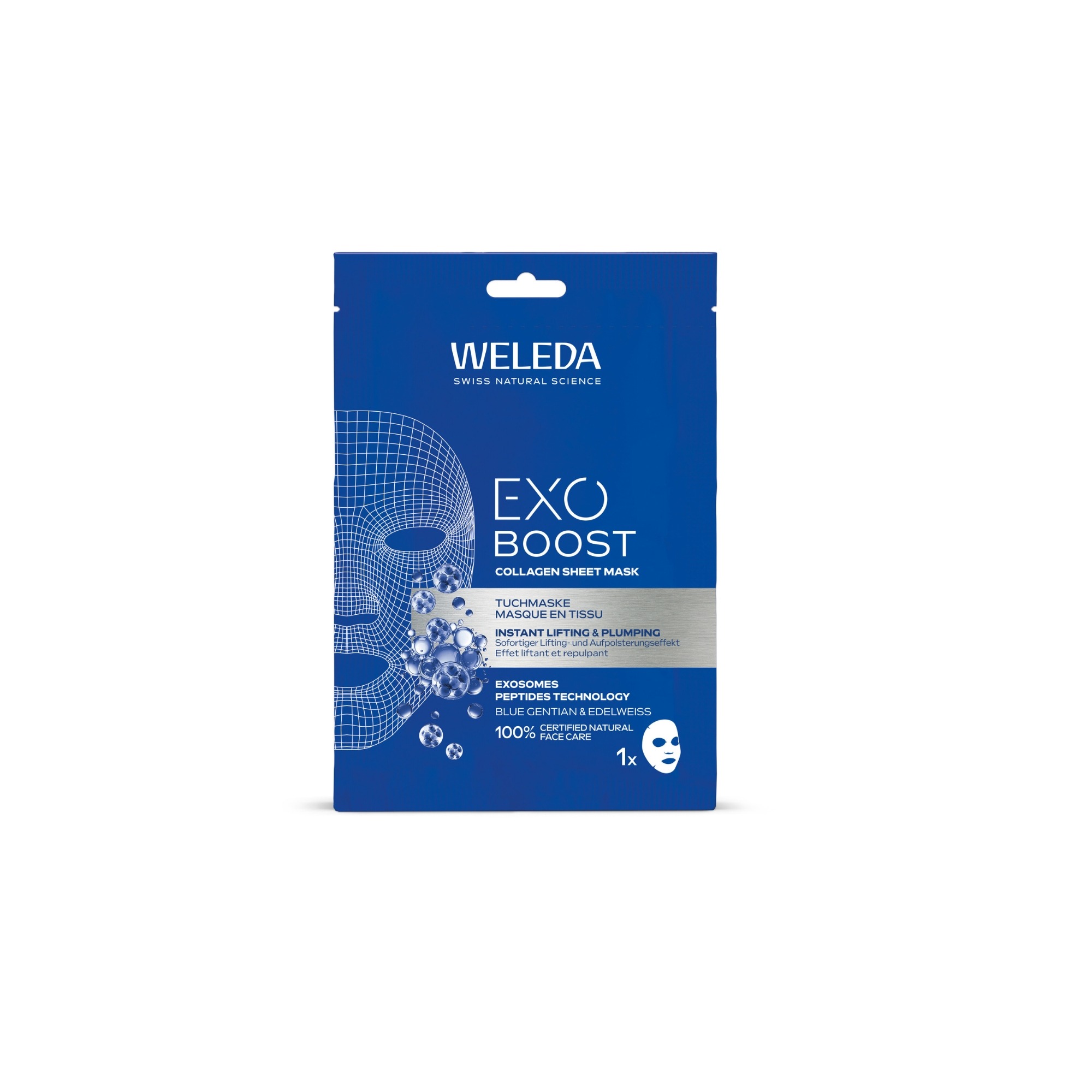 Exo Boost Kolagenowa Maseczka w Płachcie z Goryczką Letnią i Szarotką Alpejską